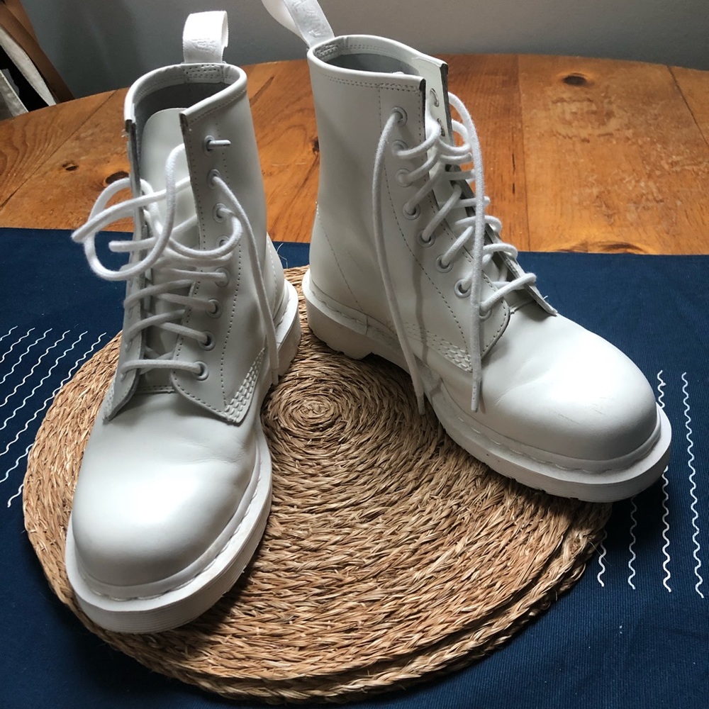 White Dr. Martens lace up boots